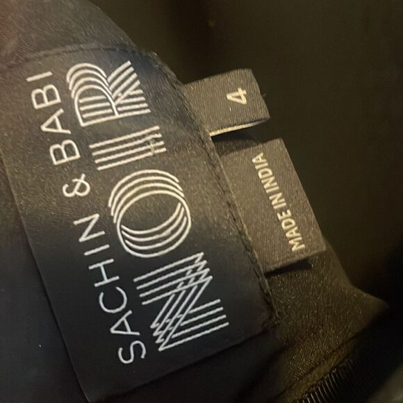 Noir Sachin & Babi Quilted Black Box Pleat Mesh Top Sequin Midi Dress Size 4 - Picture 15 of 16